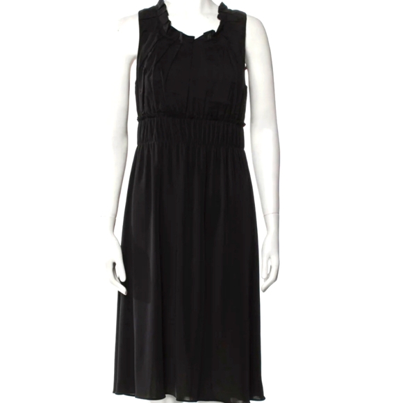 VERA WANG Black Sleeveless Ruffle-Trim Midi Dress Size 6 - Picture 1 of 2